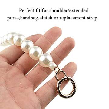 HAHIYO Imitation Pearl Bead Purse Chain Strap White Extender Length 15.7 inches Gold Clasp Diameter 0.59 inches 1 Pack for LV Shoulder Purse Handbag Clutch Replacement Strap Accessories Decoration