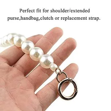 HAHIYO Imitation Pearl Bead Purse Chain Strap White Extender Length 15.7 inches Gold Clasp Diameter 0.59 inches 1 Pack for LV Shoulder Purse Handbag Clutch Replacement Strap Accessories Decoration