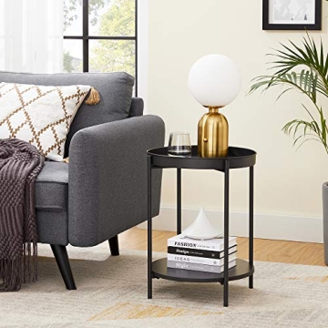 Modern VASAGLE End Table with Movable Tray for Living Room