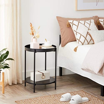 Modern VASAGLE End Table with Movable Tray for Living Room