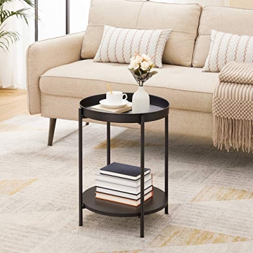 Modern VASAGLE End Table with Movable Tray for Living Room