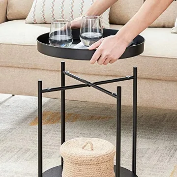 Modern VASAGLE End Table with Movable Tray for Living Room