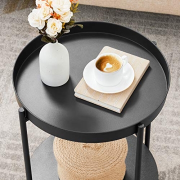Modern VASAGLE End Table with Movable Tray for Living Room