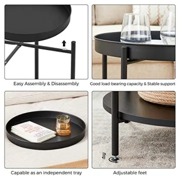 Modern VASAGLE End Table with Movable Tray for Living Room