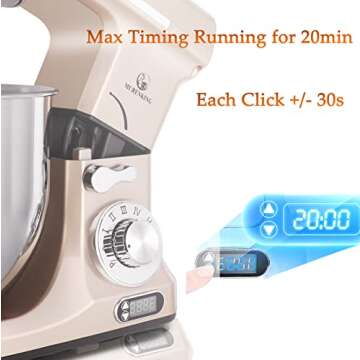 MURENKING Professional Stand Mixer, 6-Qt with Timer, MK37 500W 6-Speed Tilt-Head Food Electric Mixer...