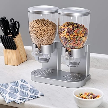 Zevro Dual Control Dry Food Dispenser for Snacks in Silver