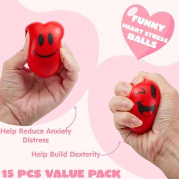 JOYIN 15 PCS Valentines Day Heart Shaped Stress Relief 3“ Balls for Kids Party Favors, School Classroom Exchange Prizes Gift