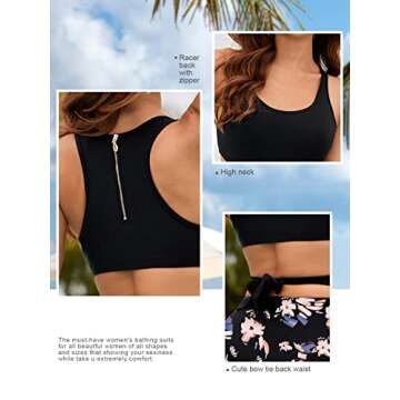 MOLYBELL One Piece Swimsuits for Women High Waisted Bathing Suit Monokini Floral Print Cutout Racerback Zip Up…