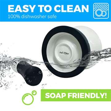 Mortar and Pestle Set, Small Ceramic Pestle and Mortar Bowl, No Slip Silicone Handle and Base, White and Black Spice Grinder & Crusher Muddler Set, Spice & Herb Grinder Bowl, Mortero para Cocina