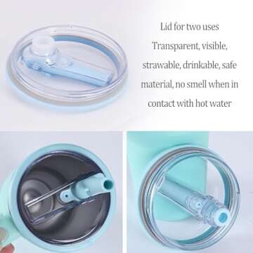2 Pack Flip Straw Lid Replacement for Stanley Tumbler