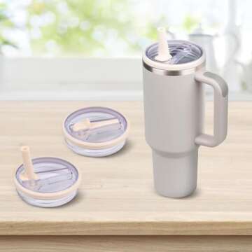 2 Pack Flip Straw Lid Replacement for Stanley Tumbler