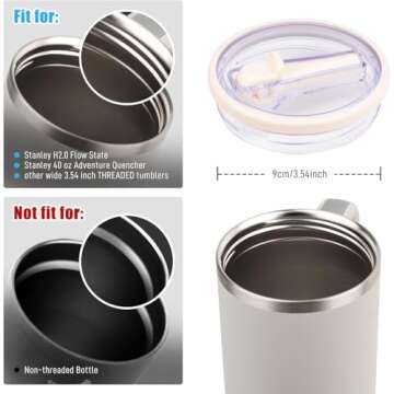 2 Pack Flip Straw Lid Replacement for Stanley Tumbler