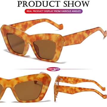 AIEYEZO Modern Cateye Sunglasses for Women Retro Square Cat Eye Shaped Sun Glasses with Stylish Face...