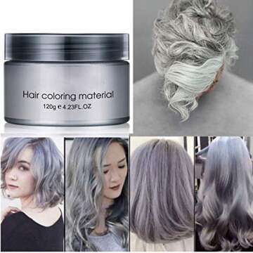 MOFAJANG Hair Coloring Dye Wax - Instant Temporary Hairstyle Cream 4.23 oz, Natural Pomades for Men and Women Party Cosplay (Ash Grey)