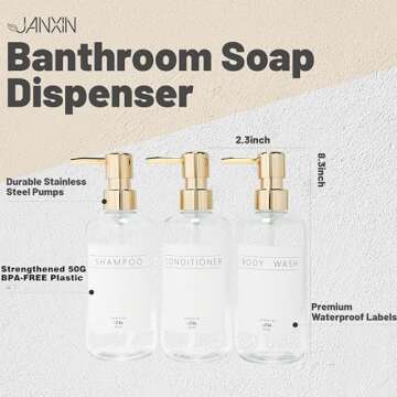 Janxin Stylish Shampoo and Conditioner Dispenser Set