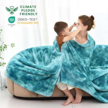 Fleece Throw Blanket Cozy Soft Lightweight Throw Blankets Warm Plush Lightblue fall blankets and thr...