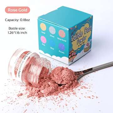 Jelife Rose Gold Edible Luster Dust - 5 Grams Food Grade Cake Dust Shimmer Powdered, Edible Metallic...