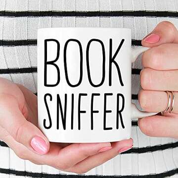 Book Sniffer Coffee Mug, Funny Bibliophile Bookish Cup, Librarian Bookworm Bookstore Lover Gifts (11...