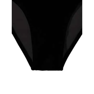 ZAFUL Women High Waist Bikini Bottom Side Mesh Spliced Tankini Swimsuit Swim Briefs Bathing Suit Bottom (3-Black,L)