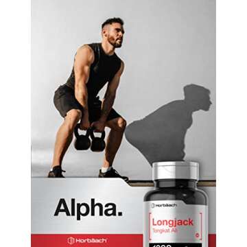 Horbäach Longjack Tongkat Ali for Men and Women | 1600mg | 120 Capsules | Extract Supplement | Maximum Strength Pills | Eurycoma Longifolia | Non-GMO and Gluten Free