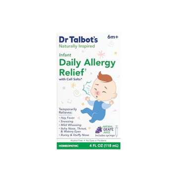 Dr. Talbot's Infant Daily Allergy Relief Liquid Medicine, Naturally Inspired for Babies, Includes Syringe, Grape Juice Flavor, Purple, 4 Fl Oz