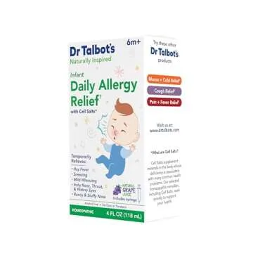 Dr. Talbot's Infant Daily Allergy Relief Liquid Medicine, Naturally Inspired for Babies, Includes Syringe, Grape Juice Flavor, Purple, 4 Fl Oz