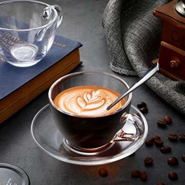 6.4 oz Clear Glass Espresso Cups Set for Coffee Lovers