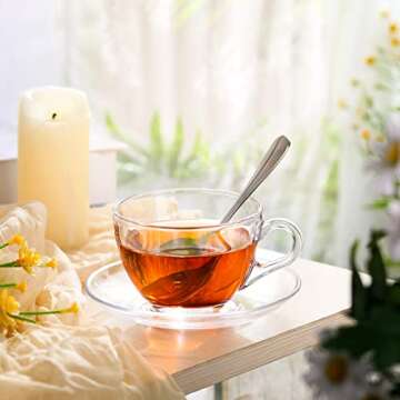 6.4 oz Clear Glass Espresso Cups Set for Coffee Lovers