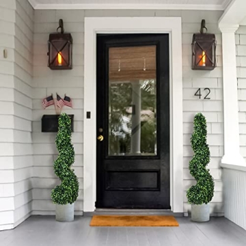 Artificial Spiral Topiary Trees 2 Pack Indoor Outdoor Decor