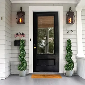 Artificial Spiral Topiary Trees 2 Pack Indoor Outdoor Decor