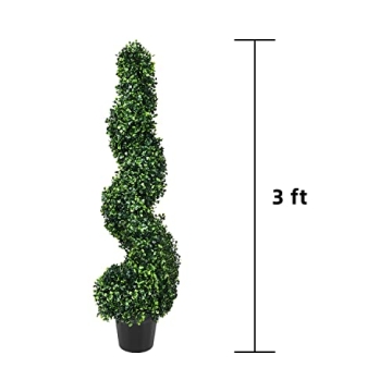 Artificial Spiral Topiary Trees 2 Pack Indoor Outdoor Decor
