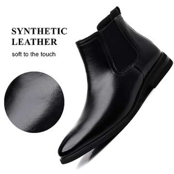 DADAWEN Men's Chelsea Boots Leather Casual Chukka Ankle Boots Classic Elastic Dress Boots for Men Black US Size 11