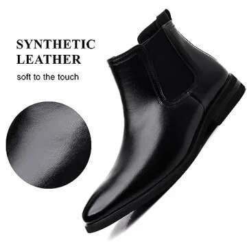 DADAWEN Men's Chelsea Boots Leather Casual Chukka Ankle Boots Classic Elastic Dress Boots for Men Black US Size 11