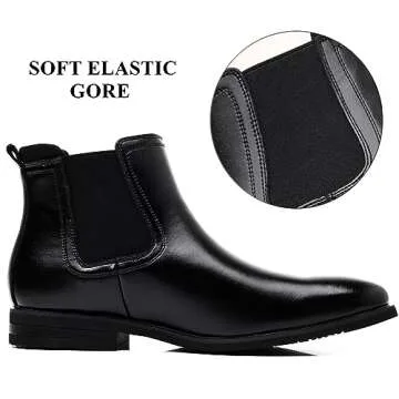 DADAWEN Men's Chelsea Boots Leather Casual Chukka Ankle Boots Classic Elastic Dress Boots for Men Black US Size 11