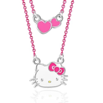Charming Sally Rose Hello Kitty Pink Enamel Layered Necklace for Fans