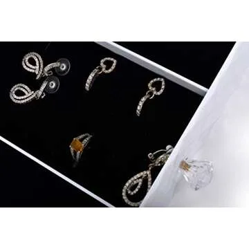 Masirs Cosmetic Storage Box Organizer - Compartments to Organize and Store your Makeup and Accessories. Drawer with Padding to Protect Jewelry. Will Sit Neatly on Vanity or Bathroom Countertop.