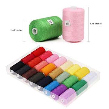 NEX Sewing Thread Assortment Cotton Spools Thread Set for Hand & Machine Sewing, Quilting, Embroidery - 24 Colors 1000 Yards Each