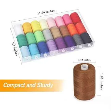 NEX Sewing Thread Assortment Cotton Spools Thread Set for Hand & Machine Sewing, Quilting, Embroidery - 24 Colors 1000 Yards Each