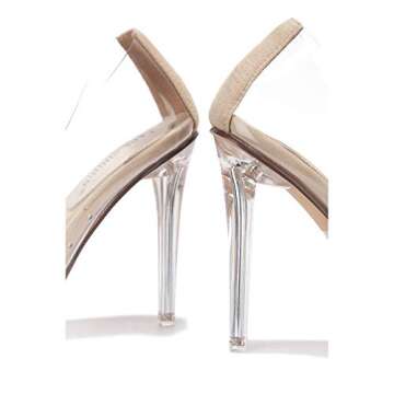 Cape Robbin Glass Doll Clear Stiletto High Heels for Women, Slip On Sexy Shoes with Pointed Toe - Nude Size 9