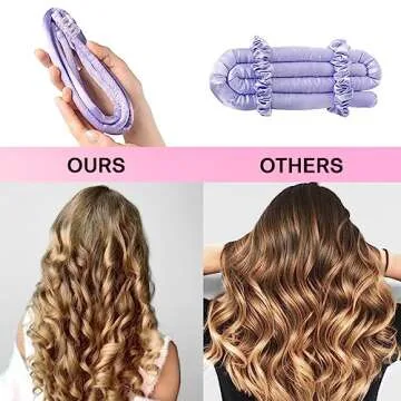 Lanzhire Heatless Curling Headband for Overnight Long and Short Hair Curls (Purple)