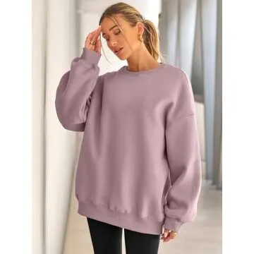 EFAN Womens Oversized Sweatshirts Hoodies Fleece Crewneck Sweaters Casual Tops Comfy Fall Fashion Outfits Winter Clothes 2025 DarkPink XL