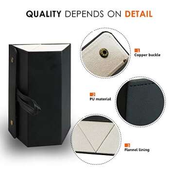 LifeArt 3-slot Travel Sunglasses Organizer Collector, PU Eyeglasses Case - Portable Glasses organize...