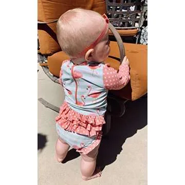 Long Sleeve Rash Guard One Piece Swim Suit for Girls | Baby Toddler Girl Swim Suit with UV40 Sun Protection (2T, Flamingos)