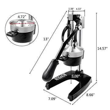 ROVSUN Professional Citrus Juicer Lemon Squeezer, Commercial Manual Fruit Press Juicer for Lemon Pomegranate Orange Juice, Heavy Duty Hand Press Orange Juicer Press and Lime Squeezer Stand (Black)