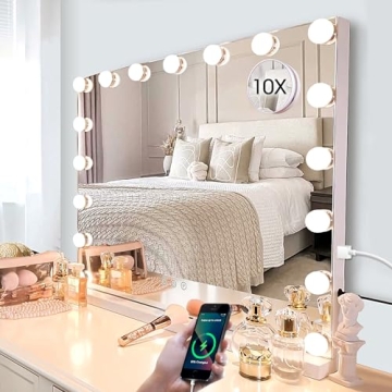 Kottova Large Vanity Mirror with 17 Dimmable LED, Hollywood Makeup Mirror with USB, Touch Control