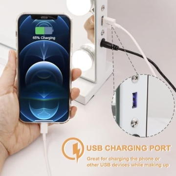 Kottova Vanity Mirror with 17 Dimmable LEDs and USB Charging