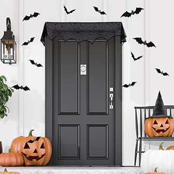 Halloween Decor Set with Spiderweb Scarf & 3D Bats