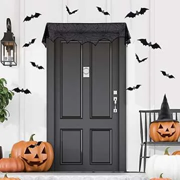 Halloween Decor Set with Spiderweb Scarf & 3D Bats