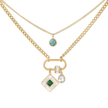 Charm Necklace For Women Colorful Candy Heart Gemstone Charm Necklace Gold Necklace For Women 14k Go...