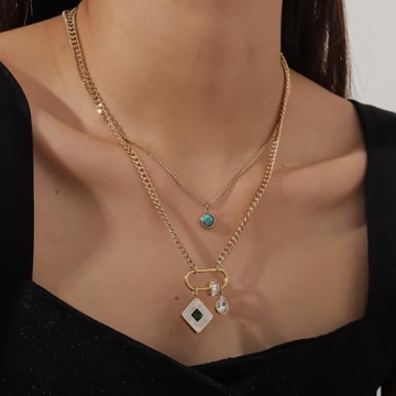 Vintage Charm Necklace with Turquoise Gemstone Pendant